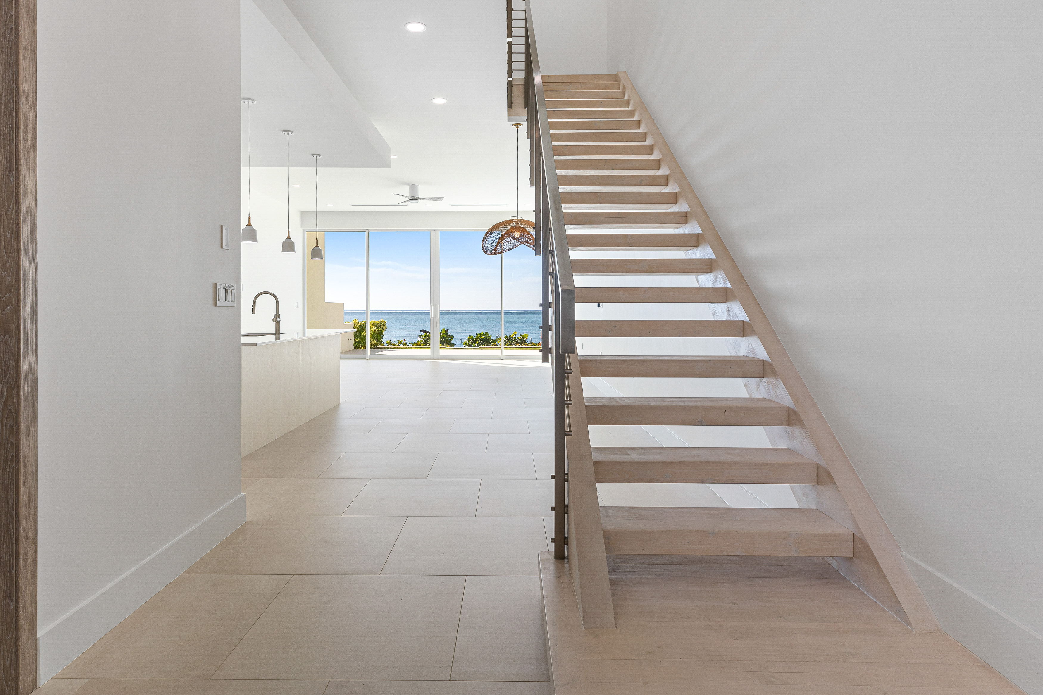 Interior of house with focus on stair case